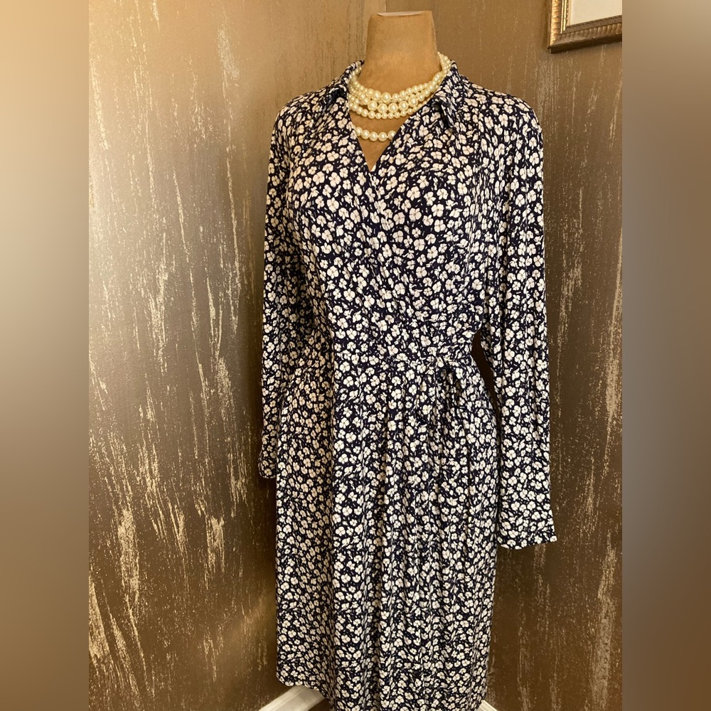 NWT Lane Bryant Navy Floral Wrap Dress Size 22/24